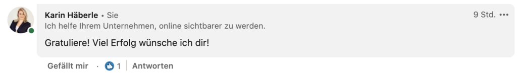 Tipps für dein perfektes LinkedIn Profil LinkedIn Kommentar